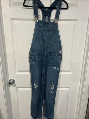 GAP Blue Distressed Denim Overalls